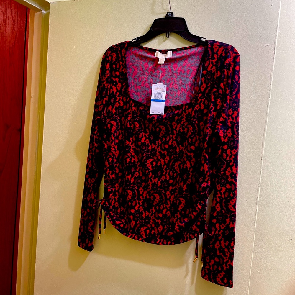 Michael kors red/ black lace square neck size Large